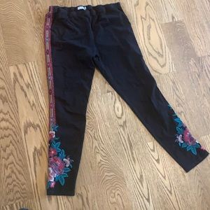 Johnny Was Floral Black Leggings XL